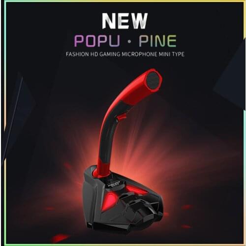 Popu Pine Wired Microphone With Phone Stand Tabletop Stereo Gaming Microphone Studio Gaming 360° USB Microphone