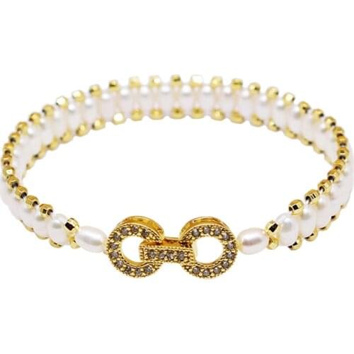 Hot Luxury sterling silver Inlaid zircon 925 Sterling silver real Natural pearl Preparation of bracelet bracelets for women