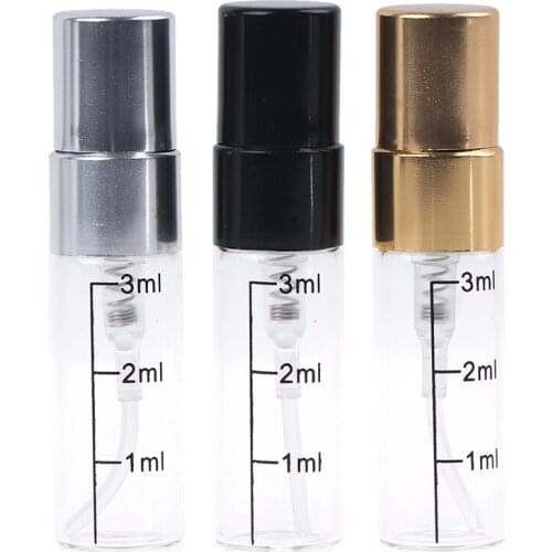 3ml Glass Bottle with Scale, Empty Perfume Bottles Atomizer Spray Bottles Portable Travel Cosmetic Container Make Up Tools
