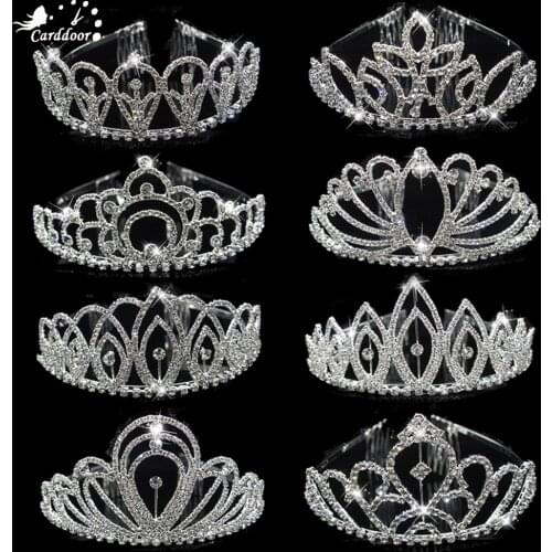 Carddoor Bridal Tiaras & Crowns Headband Flower Rhinestone Wedding-Hair Accessories Fashion Party Big Crown Hair-Jewelry