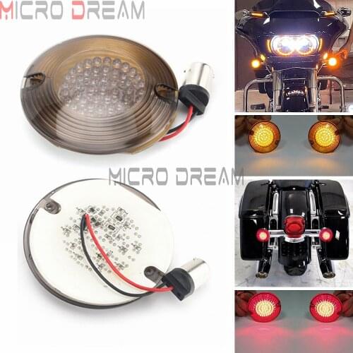 3 1/4" LED Turn Signals Kit Bullet Style Amber Red 1156 LED Turn Signal Light For Harley Electra Glide Road King FLHR FLHT FLTR