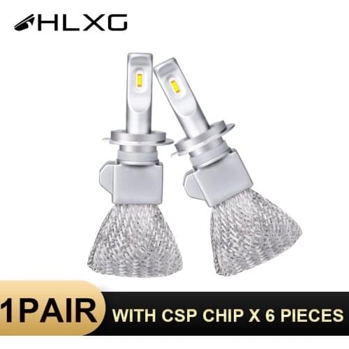 HLXG copper fanless H7 led Bulb super Car Lights CSP Auto 12V 9005 HB4 LED H11 H8 HB3 9006 H1 6000K fog Lamps H4 Car Headlight