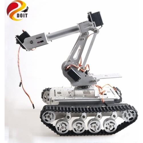 SZDOIT 6 Axis Large Robotic Arm TS100 Tank Chassis Metal 6 DOF Robot Platform with High Torque Servos Motors DIY Education