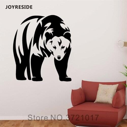 JOYRESIDE Animal Predator Wall Grizzly Bear Decals Vinyl Sticker Design Home Interior Bedroom Living Room Decoration Mural A1631