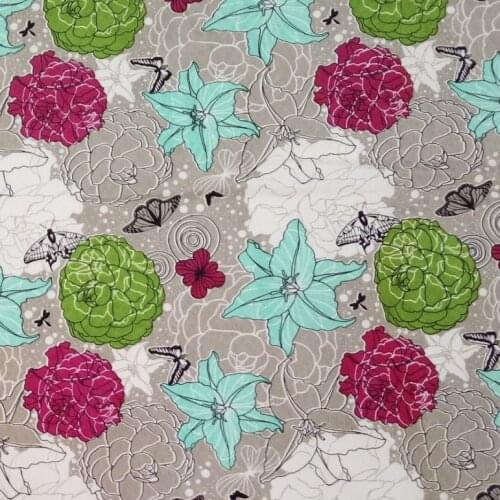 Butterflies and flowers vintage fabric Retro style fabric Calico Printed cotton fabric for DIY Bag 1 order=50cm*140cm