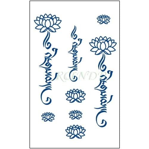 Waterproof Temporary Juice Tattoo Sticker Lotus Flower Lasting Tattoos Flash Tatoo Fake Tatto Body Art for Men Women Kids