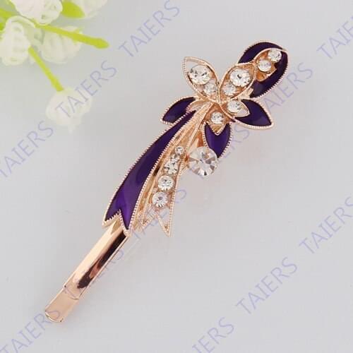 Hair buckle hairpin rhinestone Flower ribbon Ladies hairgrip Headwear Hair accessories Christmas gift Retail