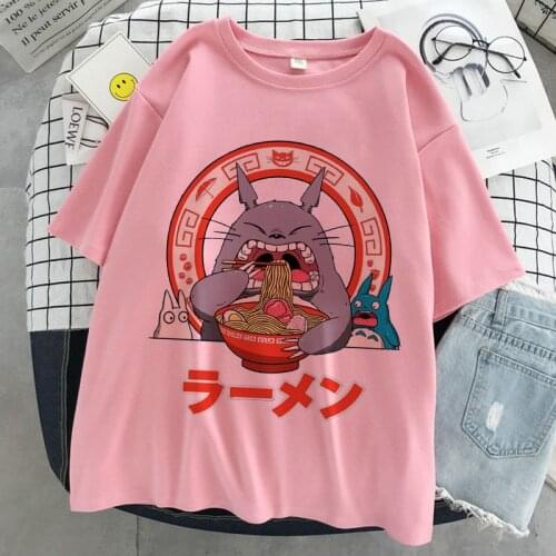 Kawaii Anime Graphic Print T-shirt Women Harajuku Aesthetic Pink Tops Casual Tshirt 2021 New Summer Fashion Y2k Female T Shirt