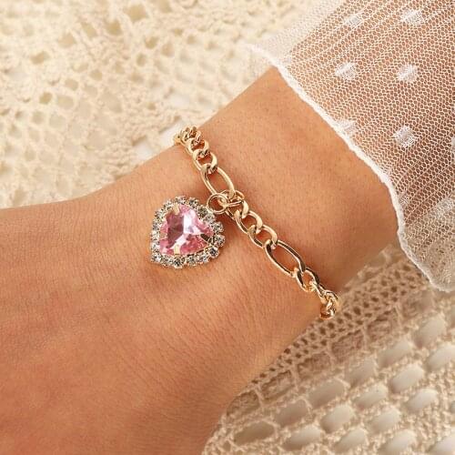 2021 New Dropshipping Trendy Gold Color Charms Bracelets for Women Heart Crystal Wedding Fine Bracelets Women Pulseira Jewelry