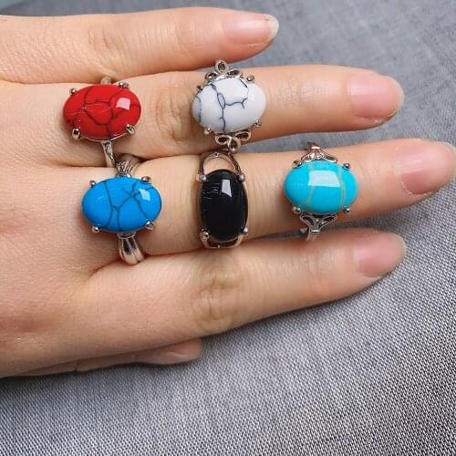2020 hot sale 20pcs / lot mixed shaped semi-precious stone ring female engagement ring banquet jewelry gift