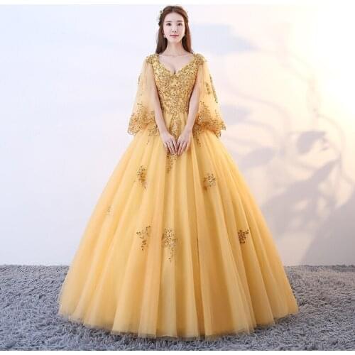 Party Dress Bat Sleeve Quinceanera Dresses Sexy V-neck Ball Gown Vintage Formal Prom Dress Custom Size