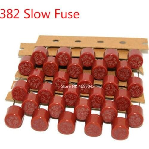 10pcs 382 Slow Blow Cylindrical Fuse 250V T0.5 1A 2A 3.15A 4A 5A 6.3A 8A 10Amp For LCD TV Power PCB