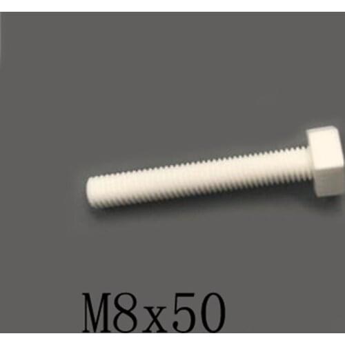 2pcs M8x50mm Hexagon Screw Ceramic Insulated Bolt High Temperature Corrosion Resistance Zirconin