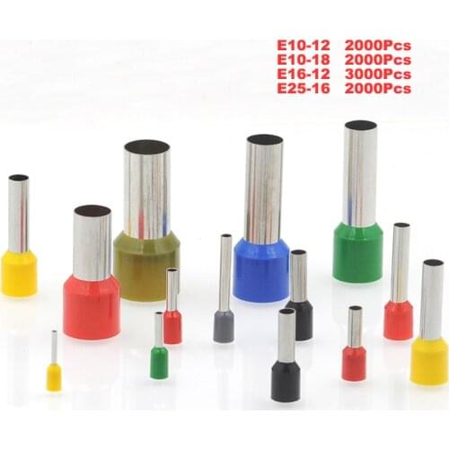 9000Pcs Tube Insutated Crimp Terminal Electrical Wire Connectors Ferrule E10-12~E50-20 Terminals Connector Cable 8-0AWG 10-50mm2