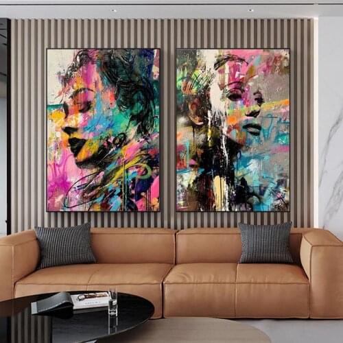 Abstract Graffiti Girl Mural Print on Canvas Canvas Painting Art Graffiti Art Painting Modern Art Living Room Decoration Picture