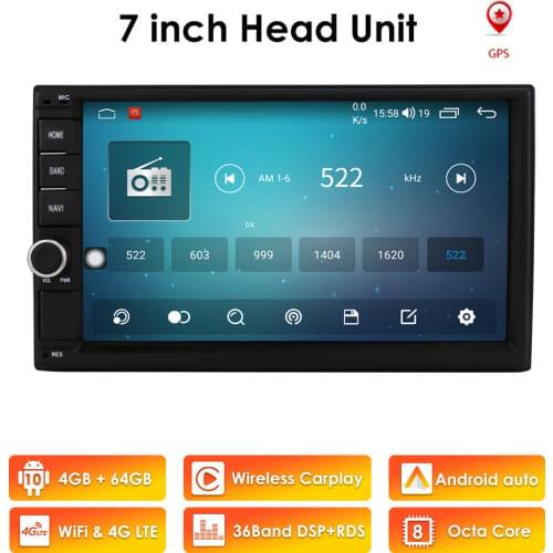 7" Android 10.0 Octa Core 4G RAM 64G ROM Universal Double 2 Din for Nissan Car Audio Stereo GPS Navigation Radio Car Multimedia