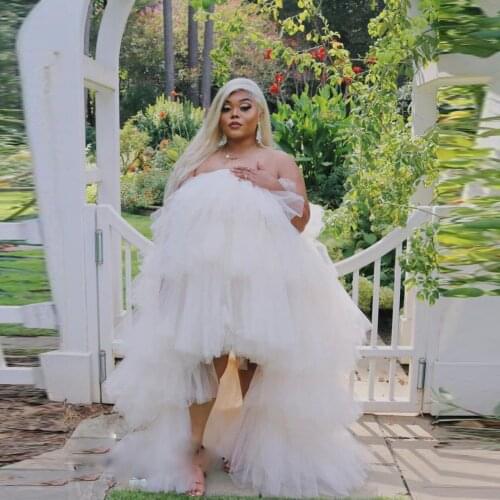 WhiteTulleDresses Women Plus Size Ruffled Hi Low Tulle Dress Birthday Causal Beach Photo Shoot Girls Tulle Gowns Custom Made