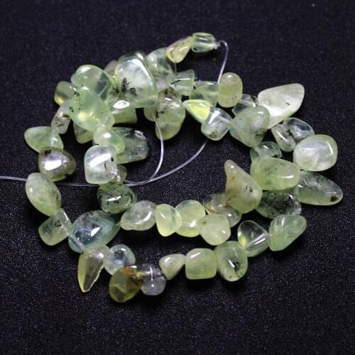 Wholesale 6-11 mm Natural Green Prehnites Stone Beads For Jewelry Making Irregular Side Hole DIY Bracelet Necklace Strand 15