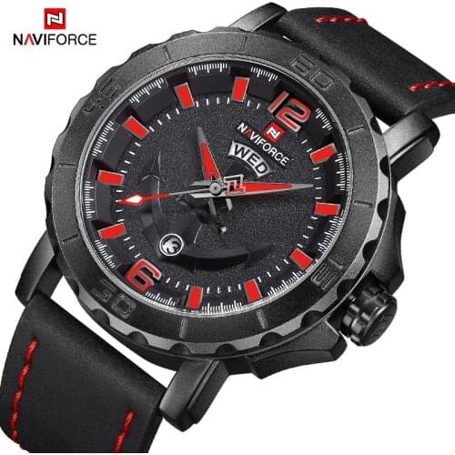 NAVIFORCE Casual Watches Men Date Waterproof Clock Luxury Military Leather Strap Sport Quartz Wristwatch Male Relogio Masculino