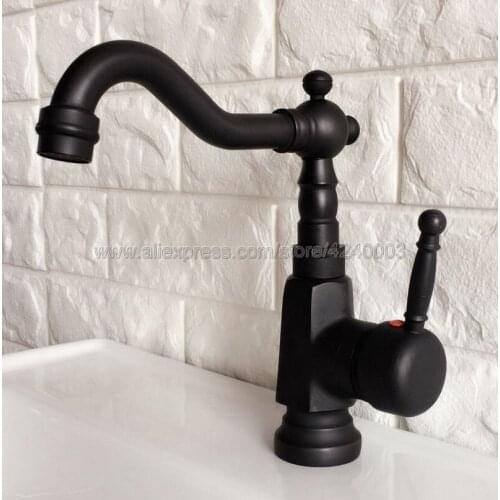 Black Oil Rubbed Brass Deck Mount Bar / Bathroom Vessel Sink Faucet - One Hole / Handle Knf351