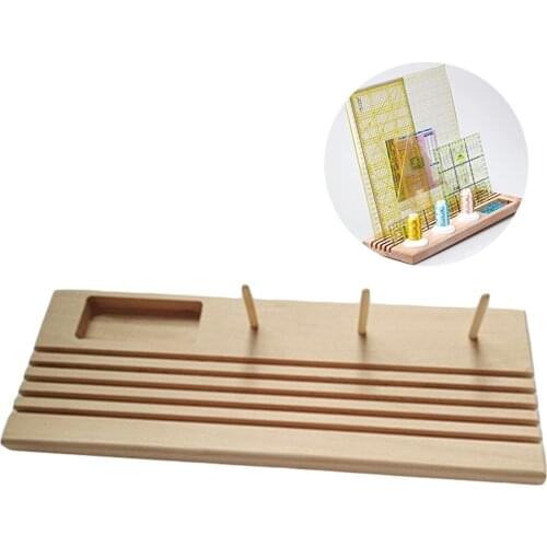 Wooden Ruler Rack With Spool Holder Ruler Spools Tacks Organizer Storage Rack Frame Ruler Solid Wood Wire Frame
