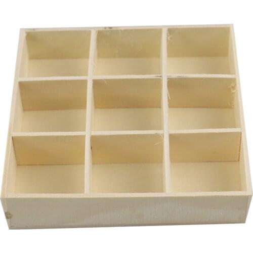 Ornaments Wood Tray, Small Wood Drawer Grid Wooden Storage Organizer Box for Jewelry Tray, Display Trays