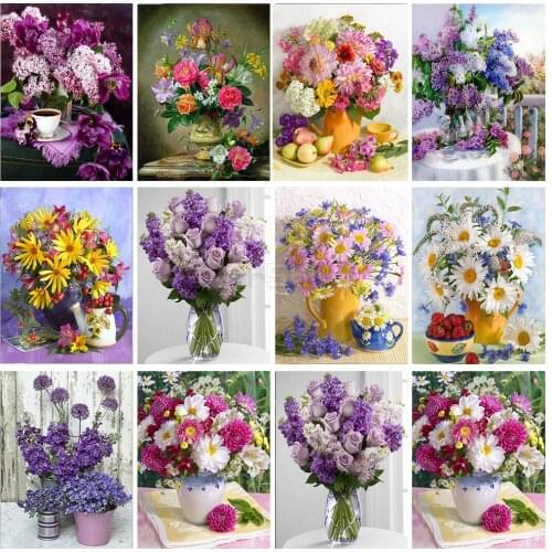 EverShine 5D Diamond Painting Full Square Flowers Cross Stitch Diamodn Embroidery Sale Vase Handicraft Art Home Decoration
