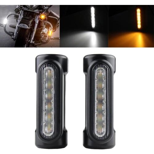 FADUIES 2 Color For Crash Bars Harley Touring Bikes Motorcycle Highway Bar Switchback Driving Light White turn Amber