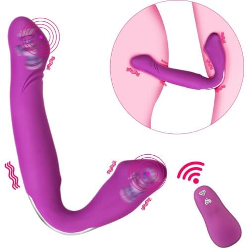 IKOKY Strapless Strapon Dildo Vibrator Sex Toys for Woman Clitoris Stimulator Lesbian Strap on Double Penetration Dildo