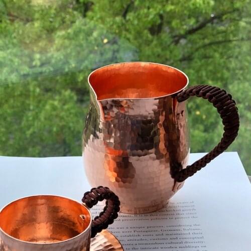 400ml 800ml Pure Copper Latte Pitcher Milk Jug Water Pots Kettles Hammer Handcraft Drinkware Tableware