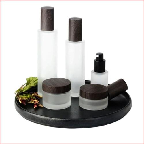 30/50/100/120ML frosted Transparent Empty glass bottle/Cream jar lotion pump Cosmetic Packing matt clean w black cap 50cc