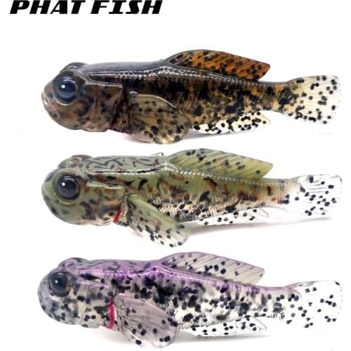 PHAT FISH HD Goby Soft Bait 5pcs/pack 75mm 9.3g Hand Painting Multiple Colors Live Swimbait Fishing Lure