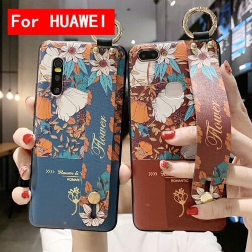 Retro flower Wrist Strap Soft TPU case For Huawei mate 30 20 pro P10 20 pro 30 lite nova 5 4 3 5i pro Honor 20 phone Holedr case