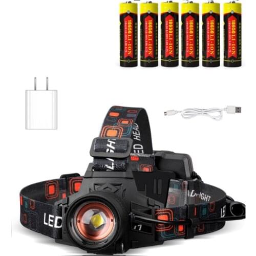 Headlamp Flashlight Lantern Head Camp Fishing Lights 1100 Lumens Xhp Lithium Headlight 18650 Battery Led Cap Usb Camping