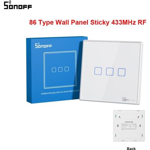 SONOFF 86 Type Wall Panel Sticky 433MHz RF Remote Control 1/2/3 Gang Works With SONOFF RFR2/ RFR3/ TX/ SlampherR2/ 4CHPROR3