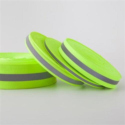 Width 20mm 30mm 40mm 1 Meter nylon webbing strap Reflective webbing warning green stripe Ribbon Weaving Piping Taps Seat belt