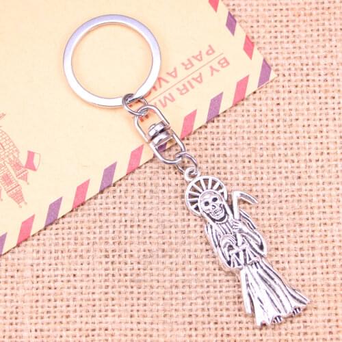 New Fashion Keychain 51x19mm grim reaper death Pendants DIY Men Jewelry Car Key Chain Ring Holder Souvenir For Gift