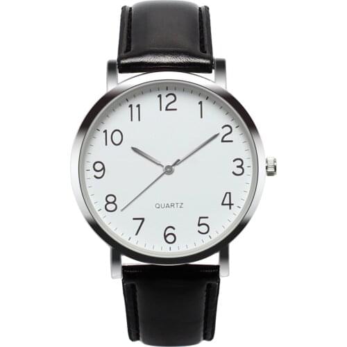 Wholesale Unisex Simple Business Fashion Leather Quartz Wrist Watch