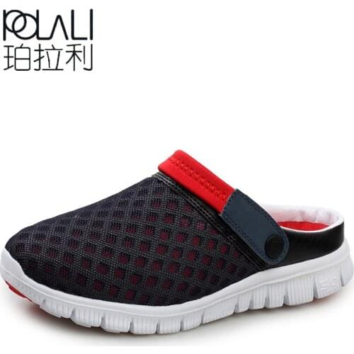 POLALI 2020 Men Women Summer Sandals Mesh Breathable Lighweight Shoes Comfortable Swimming Water Plus Size 36-46