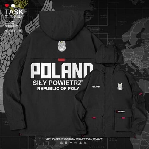 Poland Polish Pole POLSK POL men jacket hooded air force logo army fan nation streetwear new top coat Tactical clothes autumn