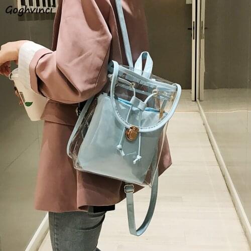 Transparent Bags Women Casual Backpacks Son-mother Bag Handbags String Two Straps Summer PVC New Fashion All-match Female Simple