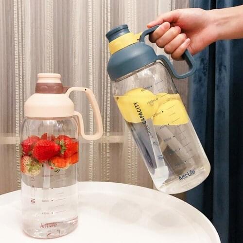 Sports Water Bottle Protein Shaker Outdoor Travel Portable Leakproof Drinkware Plastic Large Capacity 1800ml Garrafa Termica