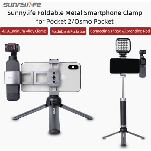 Sunnylife Aluminum Alloy Metal Smartphone Clamp Foldable Camera Mount Holder for POCKET 2/OSMO POCKET