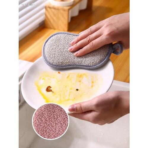 Wash bowl dish cloth kitchen sponge microfiber cloth cleaning brush pot dishes artifact dish sponge double-sided magic brush