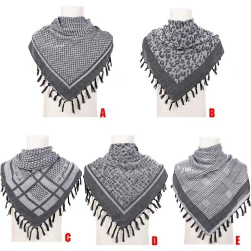 Military Arab Scarf Tactical Desert Army Scarf Shemagh KeffIyeh Men Women Outdoor Hiking Scarves Square Turban Shawl with Tassel