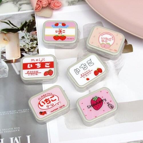 Japan Strawberry Mini Portable Contact Lens Case Box With Mirror Transparent beauty lens case contact lens travel storage box
