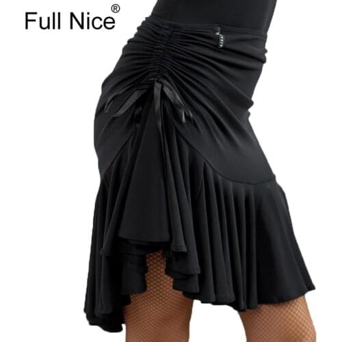 Womens Latin Salsa Tango Rumba Cha Cha Ballroom Dance Dress Skirt Black Purple Square Latin Dancewear for Adult/Girls