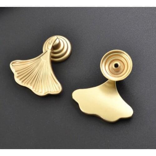1PC Furniture Hardware Pull Knob Single-Hole Shoe Cabinet Drawer Handle Ginkgo Leaf Metal