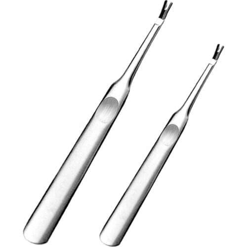 1Pc Cuticle Pusher Silver Stainless Steel Trimmer Dead Skin Fork Manicure Tool With V-shaped Fork For Manicure And Pedicure