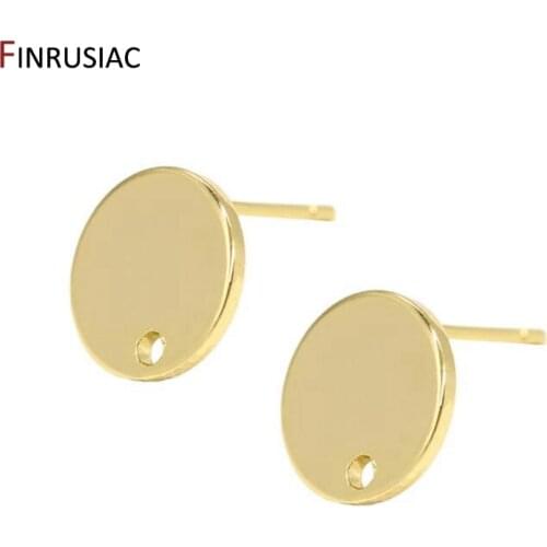 14k gold plated round stud earring findings accessories for diy make earrings jewellery wholesale oorbellen maken
